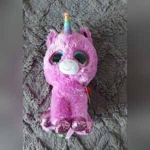 Ty Beanie Boo Rosette Plush Pink Unicorn Stuffed Toy - Cute Soft Kids Plushie